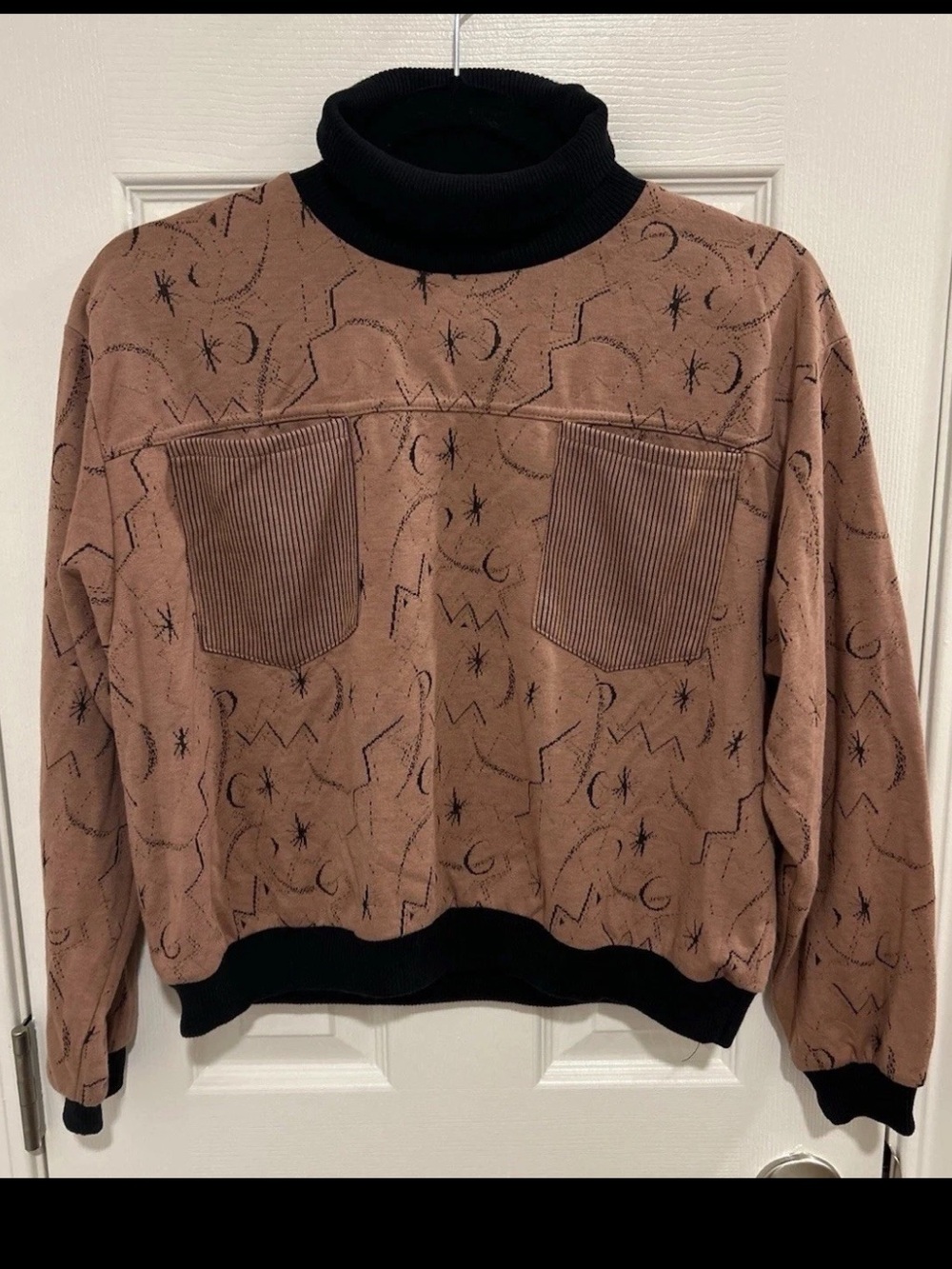 Vintage 80s Kantoo TurtleNeck Dusty Rose Celestial Whimsigoth Sweater Sz Large